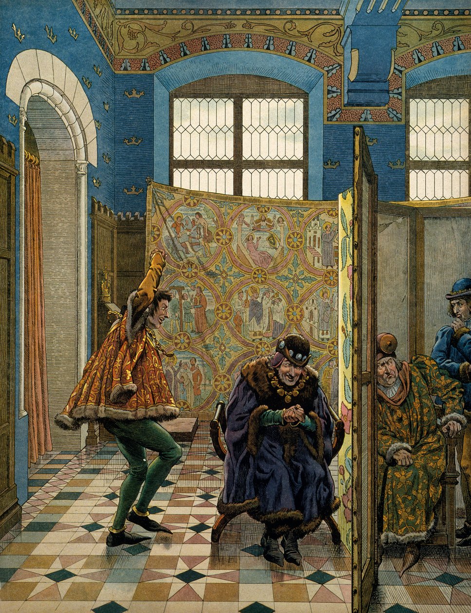 Historien til Frankrike i middelalderen (middelalderen): En av herrene i Connetable of Saint Pol gjør narr av kongen av England (hans allierte) før kongen av Frankrike Ludvig XI sa den forstandige (1423-1483) da en utsending av Edward IV kom for å møte L av pseudonym for Onfray de Breville Jacques Job