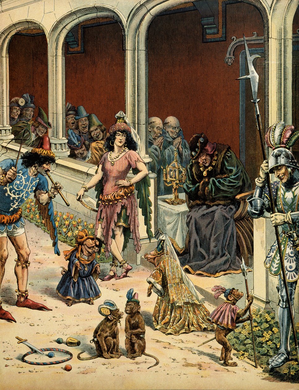 Historien til Frankrike i middelalderen (middelalderen): Kongen av Frankrike Ludvig XI sier at den forstandige (1423-1483) eldes i slottet hans Plessis-les-Tours (Plessis les Tours) (Plessis-les-Tours) (Plessis) ez Tours) i selskap med bohemer som kom for  av pseudonym for Onfray de Breville Jacques Job