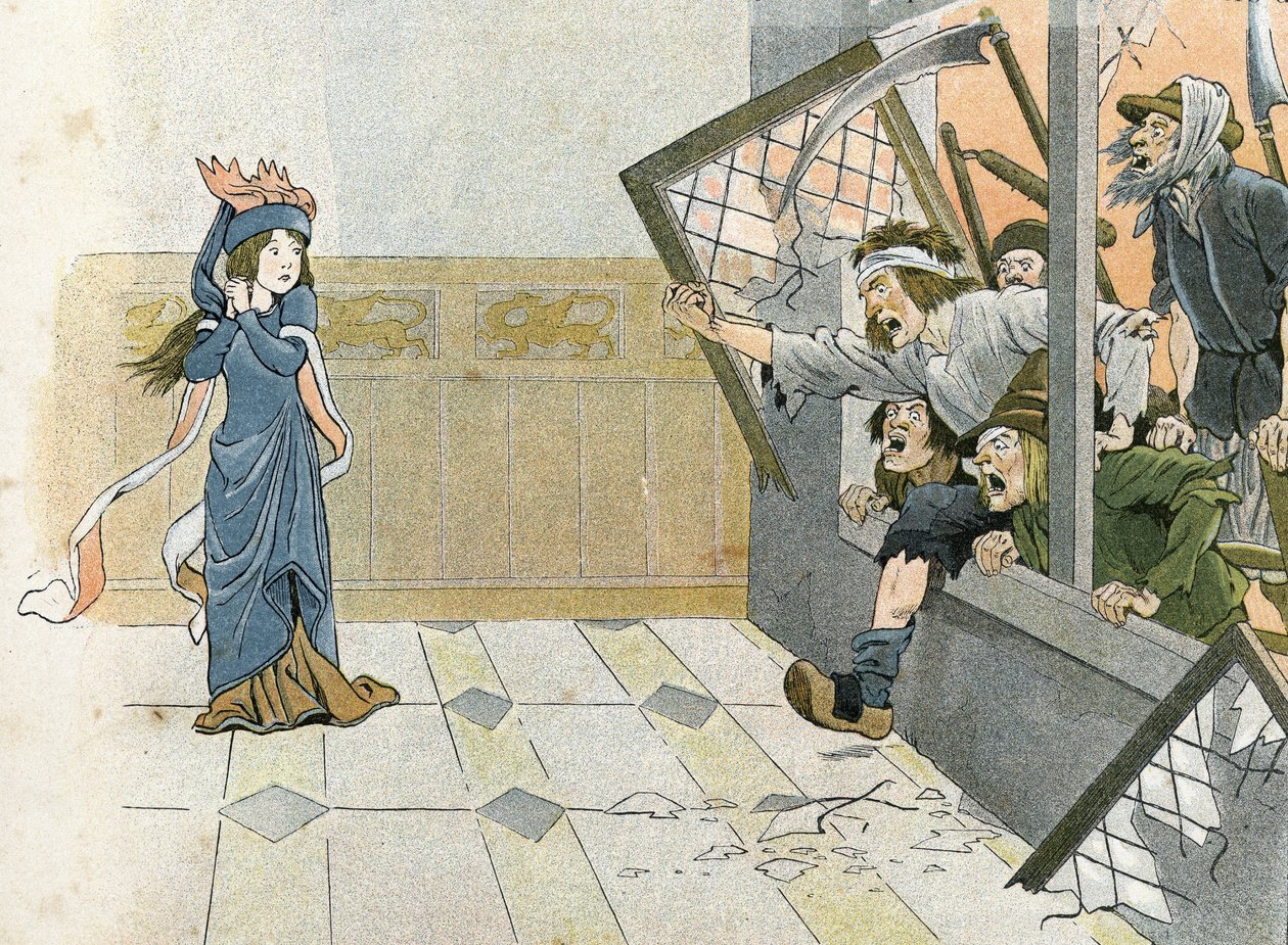 Hundreårskrig - La Grande Jacquerie (1358) i Frankrike, historien hans fortalt av G. Montorgueil, bilde av Job 1896 (gravering) av pseudonym for Onfray de Breville Jacques Job