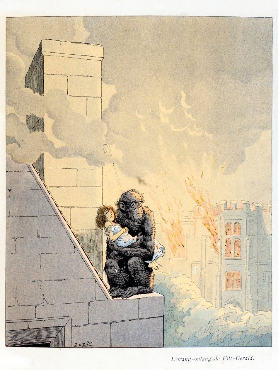 Illustrasjon fra boken "A la Glory des Betes"" tekst av A Fabre, tegninger av Jacques Marie Gaston Onfray de Breville dit JOB (1858-1931), forlegger Maison Alfred Mame og sønn: L