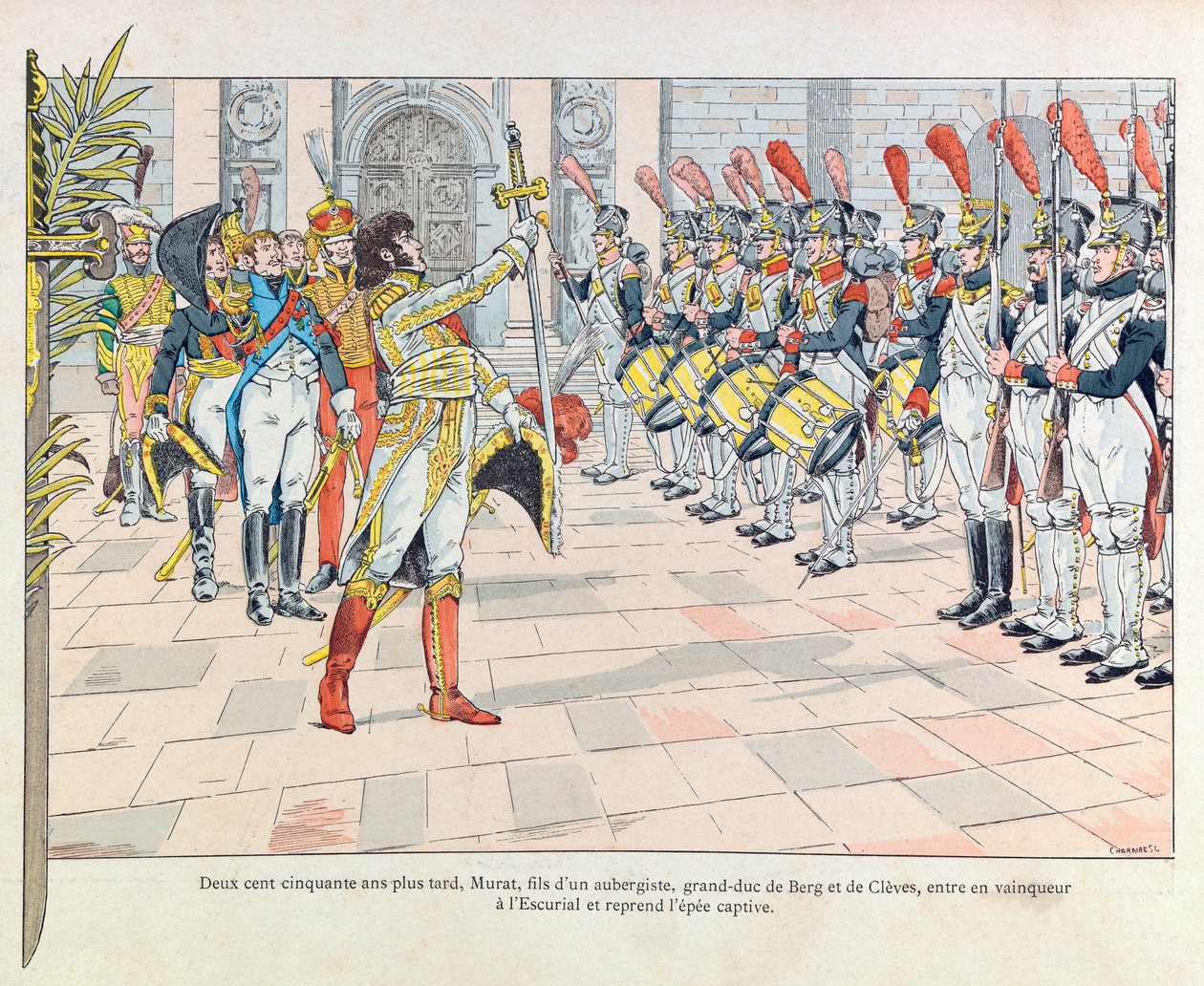 Jacques Marie Gaston Onfray de Breville var JOB (1858 - 1931); Illustrasjon fra boken «Les epees de France»»: Joachim Murat a l