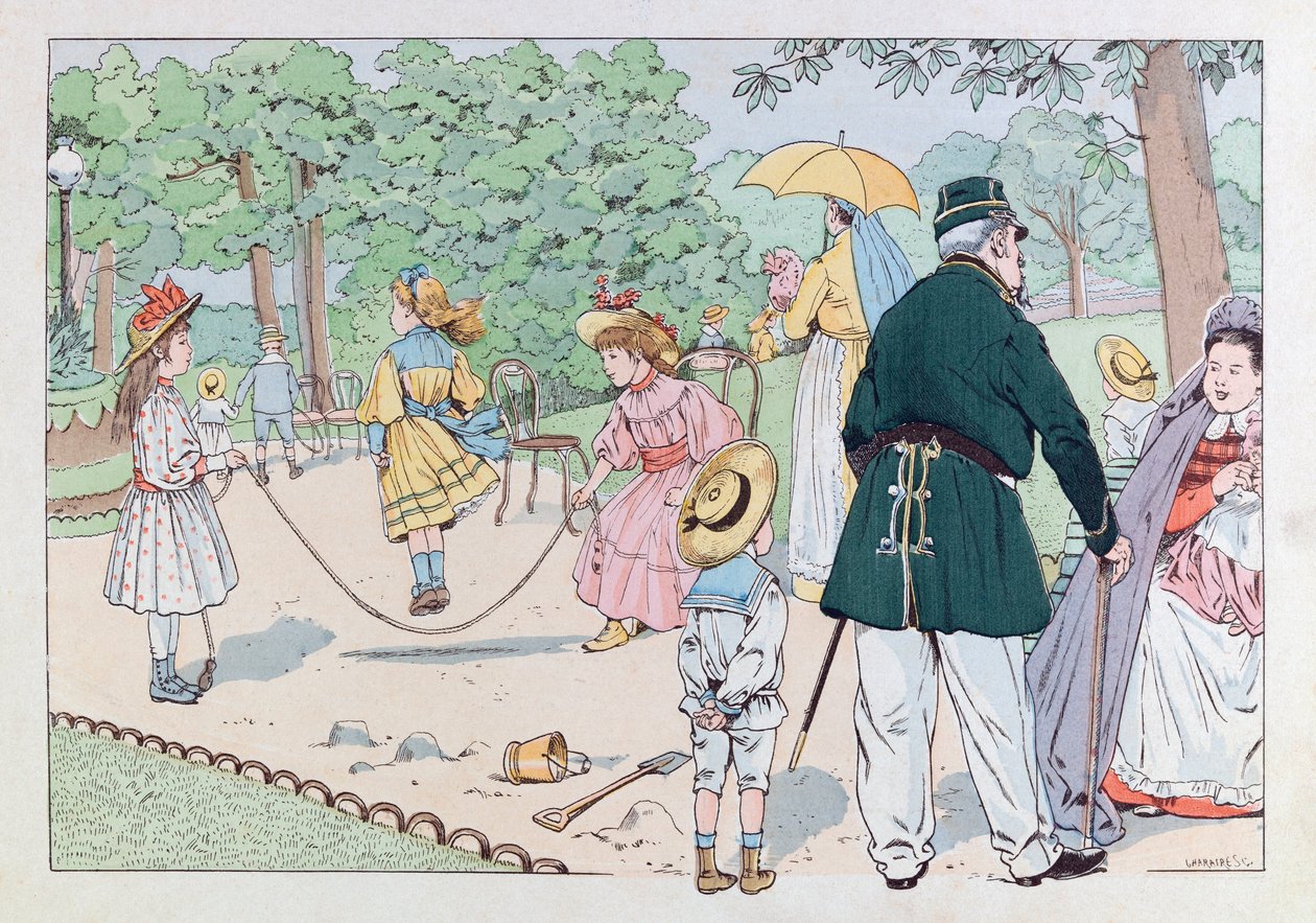 Jacques Marie Gaston Onfray de Breville var JOB (1858 - 1931); Illustrasjon fra boken "" Les epies de France"": The Guardian of Square på 1800-tallet; Coll, del av pseudonym for Onfray de Breville Jacques Job