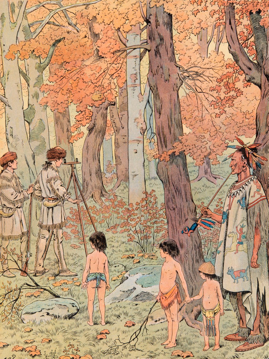 Jacques Marie Gaston Onfroy de Breville dit JOB (1858-1931) - I en alder av seksten år ble George Washington landmåler og kartla landene vest for Blue Ridge Mountains, Private Collection av pseudonym for Onfray de Breville Jacques Job