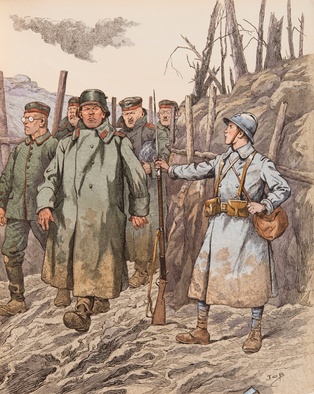 Jacques Marie Gaston Onfroy de Breville dit JOB (1858-1931) - Blueberry (ung rekrutt som overvåker tyske fanger under første verdenskrig), privat samling av pseudonym for Onfray de Breville Jacques Job