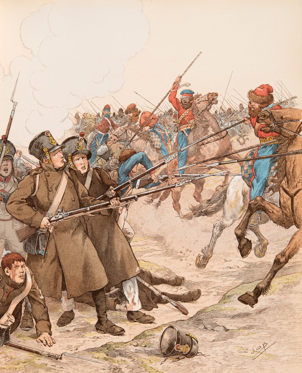 Jacques Marie Gaston Onfroy de Breville dit JOB (1858-1931) - Fransk militær under Napoleon-kampanjene med kallenavnet Marie Louise i 1815 og kjempet mot kosakkene, privat samling av pseudonym for Onfray de Breville Jacques Job