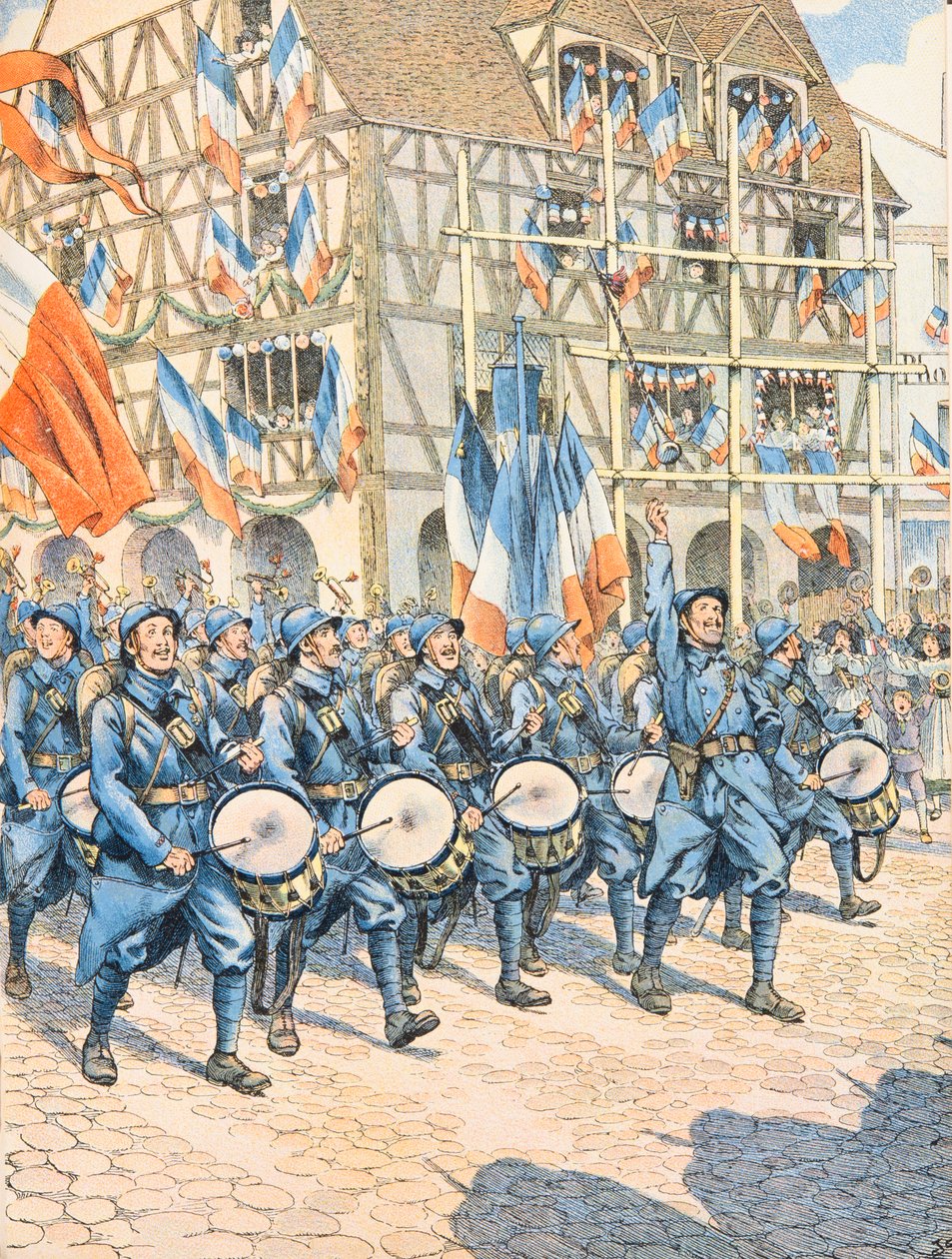 Jacques Marie Gaston Onfroy de Breville dit JOB (1858-1931) - Fransk militær seier i en landsby i Alsace under første verdenskrig, privat samling av pseudonym for Onfray de Breville Jacques Job