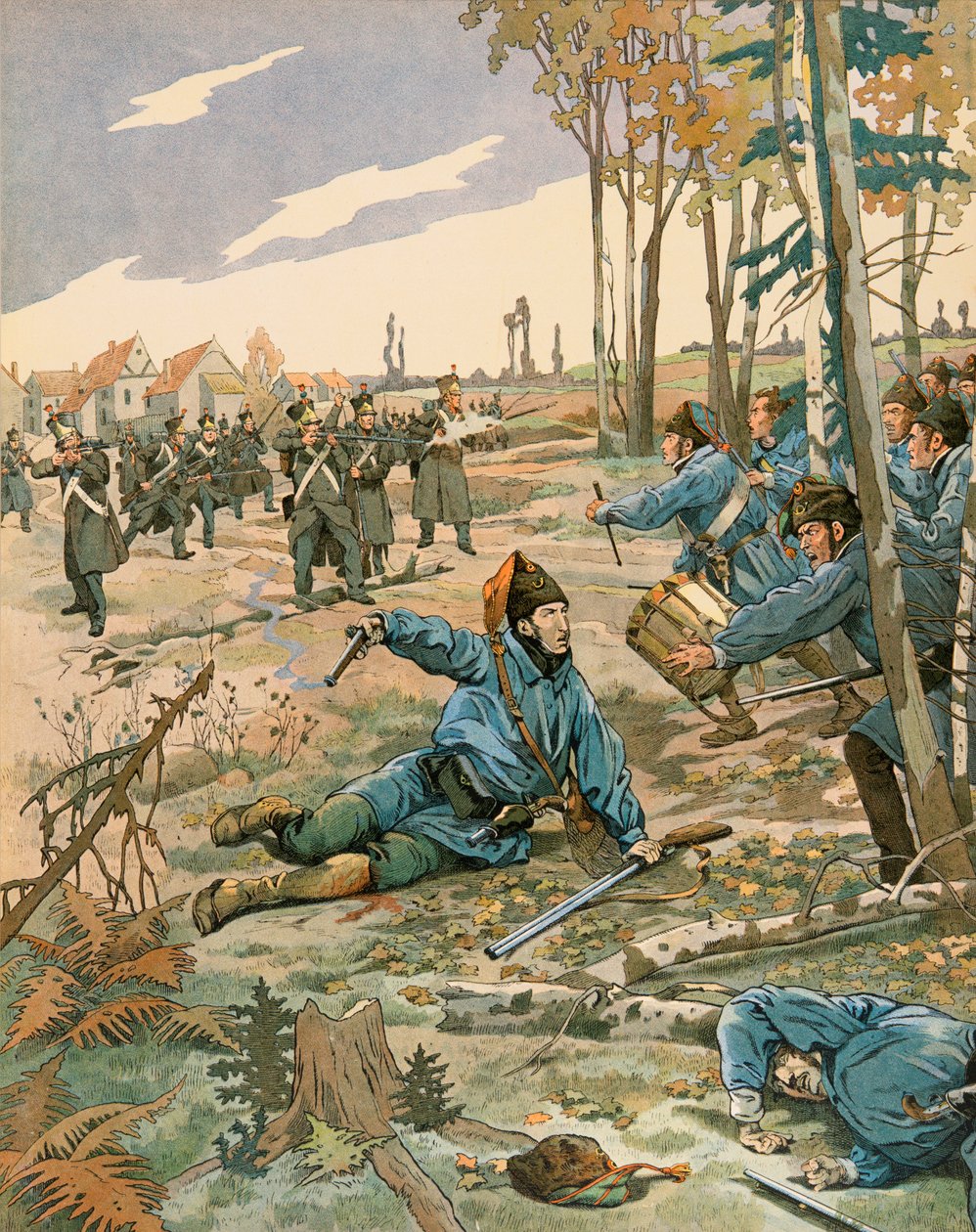 Jacques Marie Gaston Onfroy de Breville dit JOB (1858-1931) - Belgias historie: Slaget ved Berchem Lez Antwerpen, Frederic de Merode (1792 - 1830) blir dødelig såret mens han kjempet mot den nederlandske hæren 24. oktober av pseudonym for Onfray de Breville Jacques Job