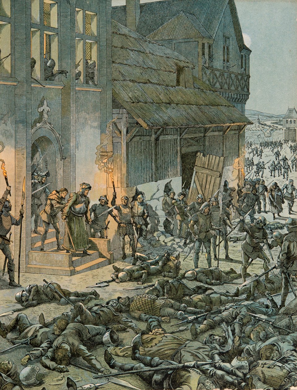 Jacques Marie Gaston Onfroy de Breville dit JOB (1858-1931) - Belgias historie: Natten mellom 27. og 28. oktober 1468 overrasker seks hundre Franchimontonier de franske soldatene til Charles the Temerary (1433-1477) og Louis XI (1423-1483) ) i deres leir S av pseudonym for Onfray de Breville Jacques Job