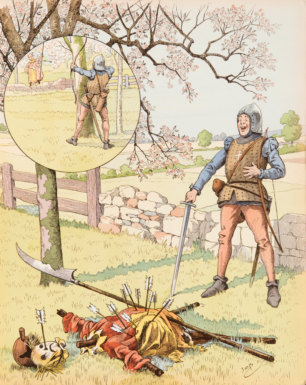 Jacques Marie Gaston Onfroy de Breville dit JOB (1858-1931) - Le Franc Archer de Bagnolet (komisk verk fra 1400-tallet med en fanfaron-soldat), privat samling av pseudonym for Onfray de Breville Jacques Job