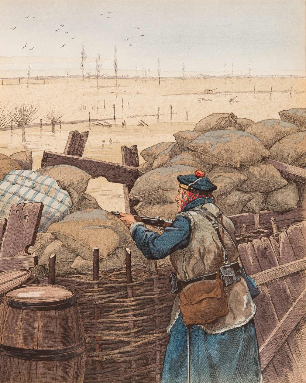 Jacques Marie Gaston Onfroy de Breville dit JOB (1858-1931) - Le fusilier marin (marinrifle i en skyttergrav under første verdenskrig), privat samling av pseudonym for Onfray de Breville Jacques Job