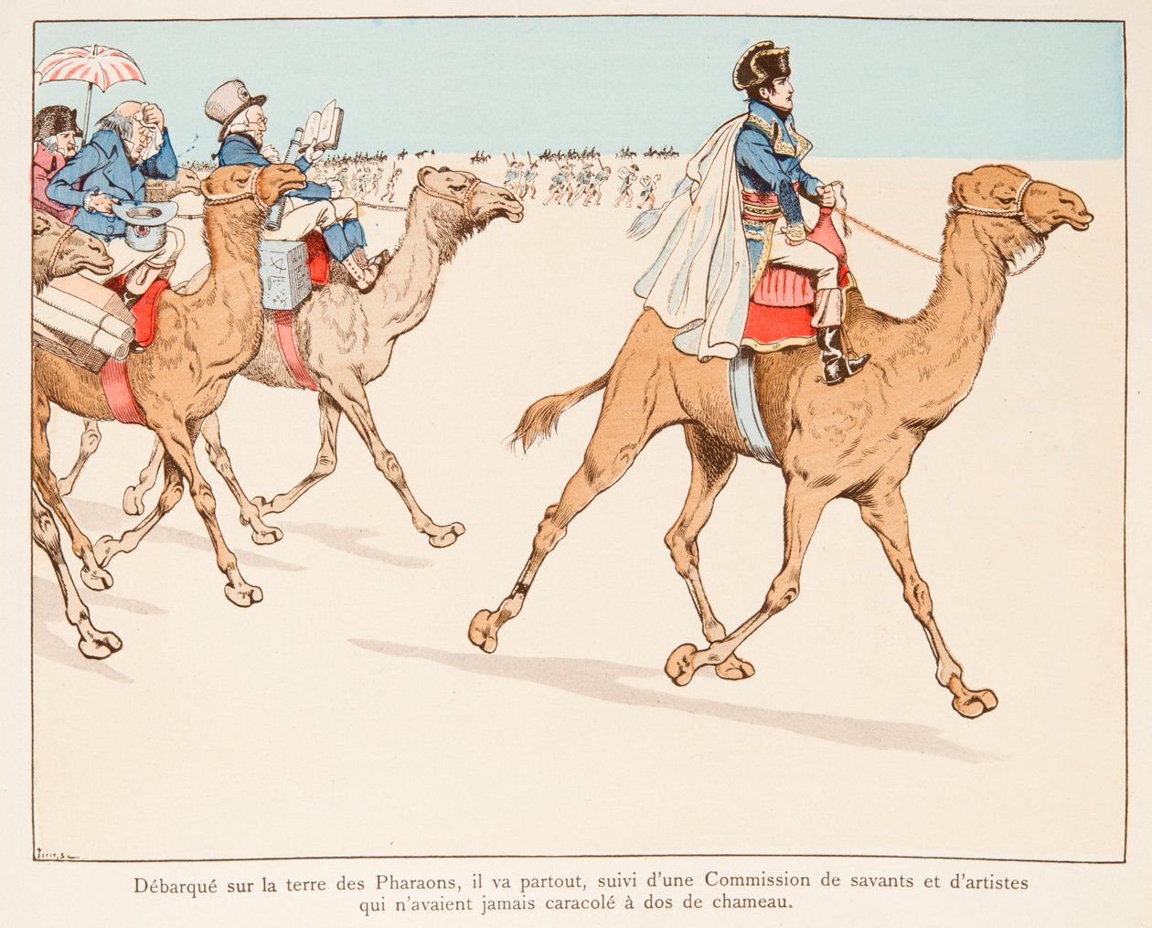 Jacques Marie Gaston Onfroy de Breville dit JOB (1858-1931) - Napoleon Bonaparte på ekspedisjon til Egypt med Armee og vitenskapsmenn i 1798, privat samling av pseudonym for Onfray de Breville Jacques Job