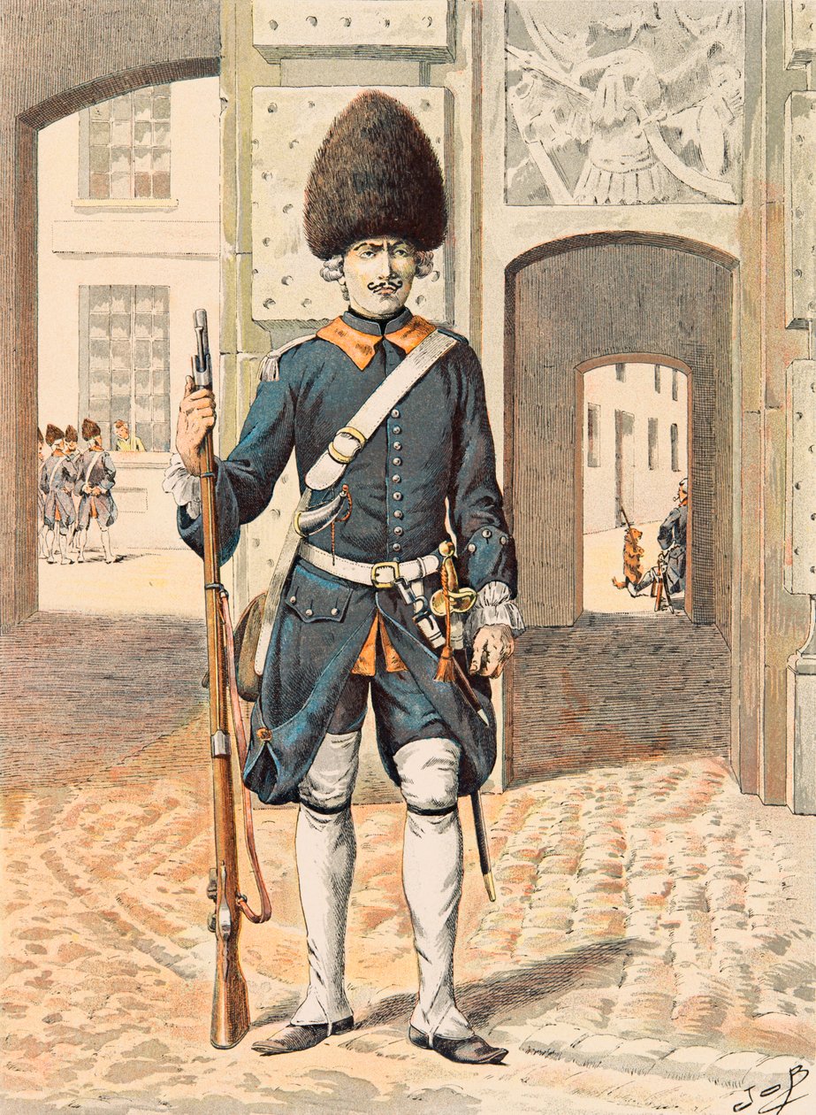 Jacques Marie Gaston Onfroy de Breville dit JOB (1858-1931) - Antrekk av franske tropper til enhver tid: 8. regiment av den kongelige garde (1815), privat samling av pseudonym for Onfray de Breville Jacques Job
