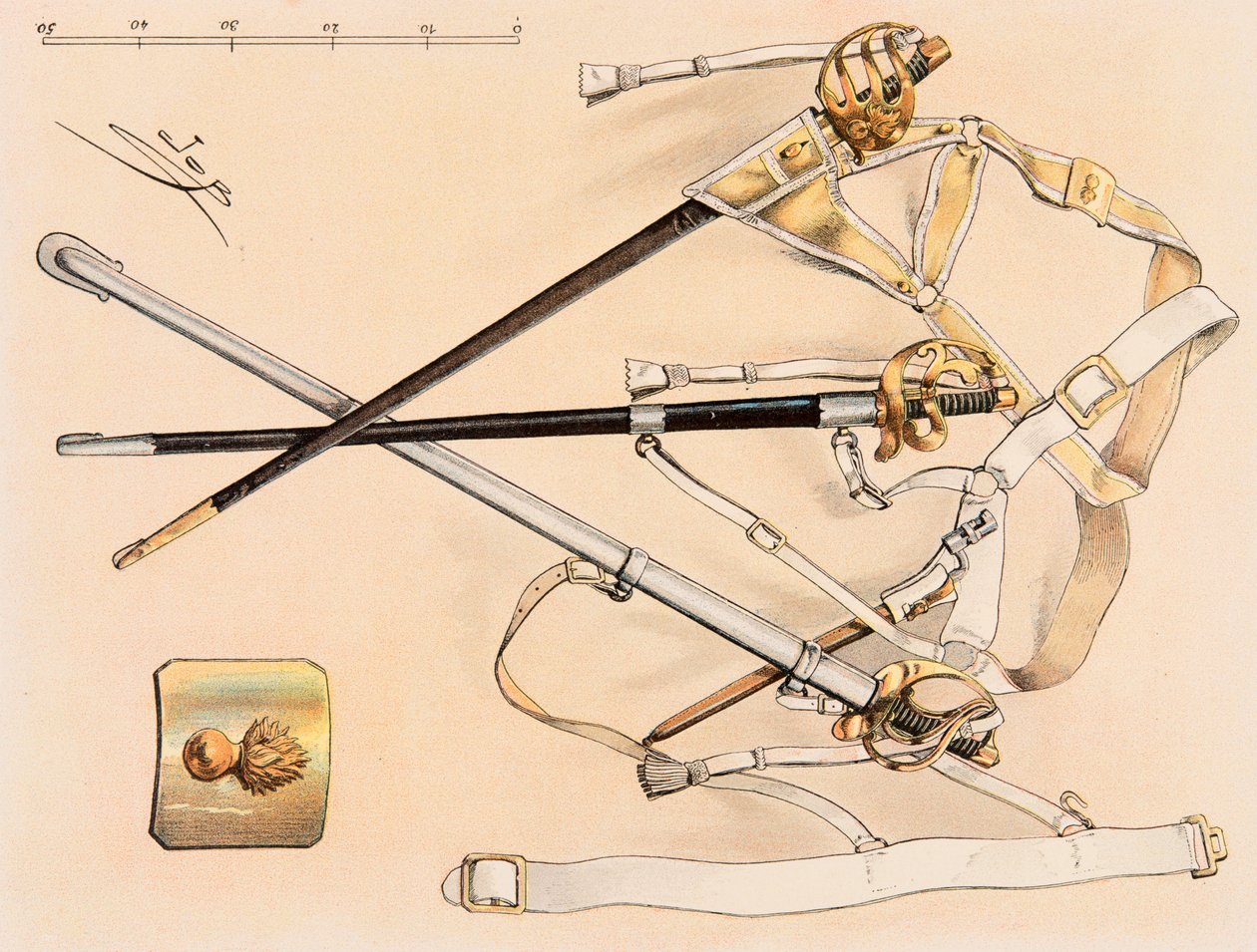Jacques Marie Gaston Onfroy de Breville dit JOB (1858-1931) - Antrekk av franske tropper til enhver tid: Cavalry Sabre, Private Collection av pseudonym for Onfray de Breville Jacques Job