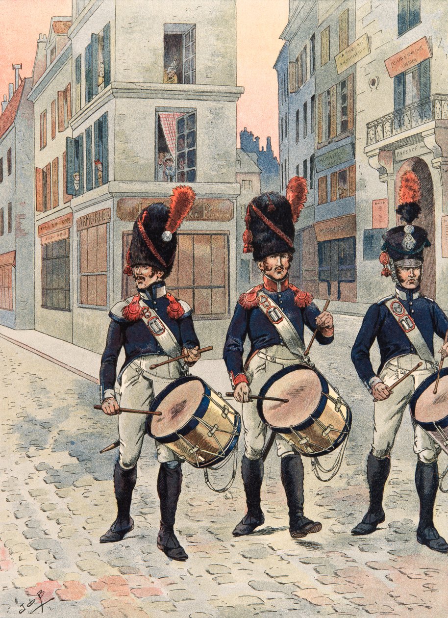 Jacques Marie Gaston Onfroy de Breville dit JOB (1858-1931) - Antrekk til franske tropper til enhver tid: Trommer fra nasjonalgarden i Paris (1814 - 1815), privat samling av pseudonym for Onfray de Breville Jacques Job