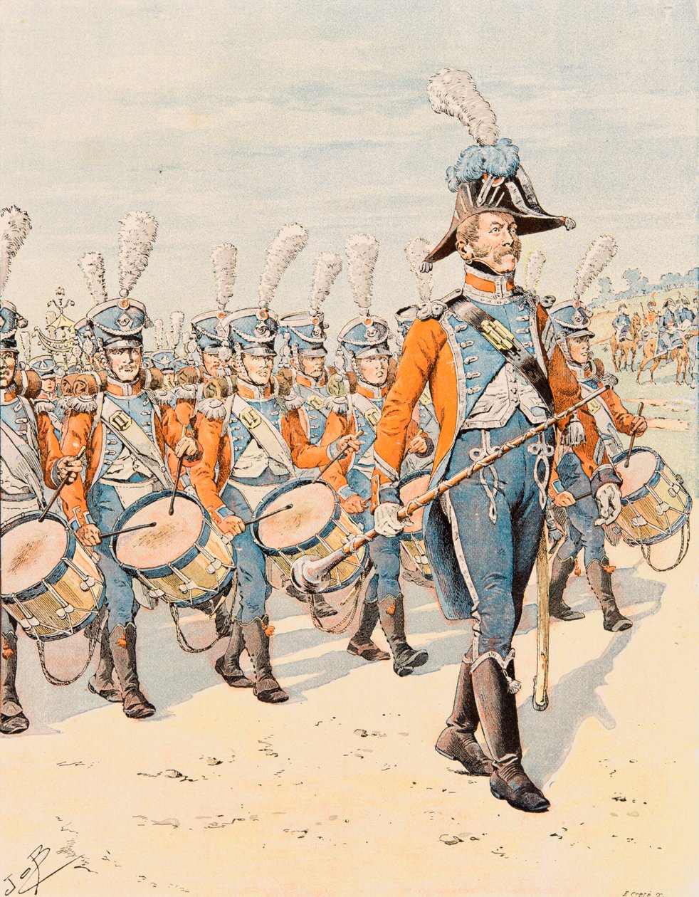 Jacques Marie Gaston Onfroy de Breville DIT Job (1858-1931) - Antrekk av franske tropper til enhver tid: trommer fra det 15. regimentet av lett infanteri (1807 til 1812), privat samling av pseudonym for Onfray de Breville Jacques Job