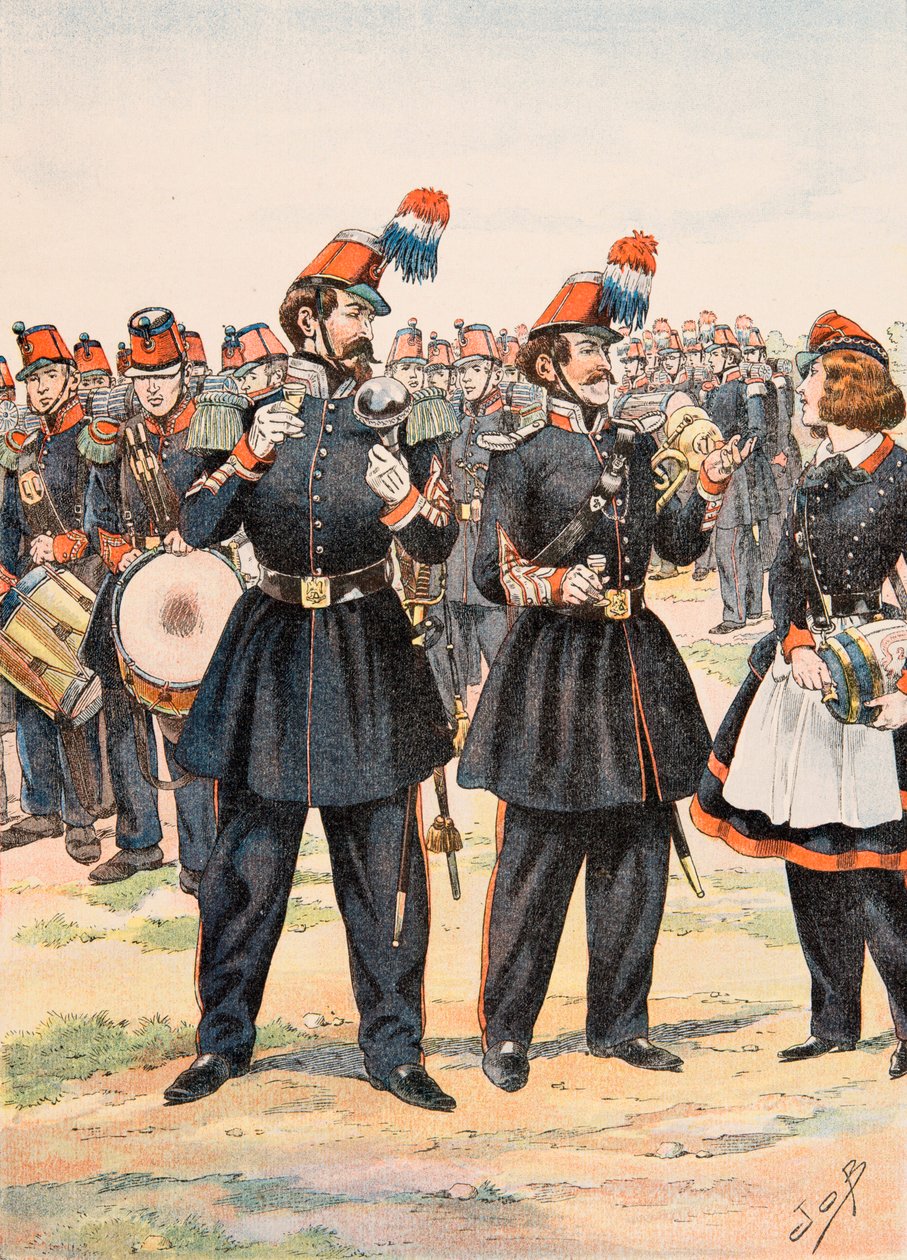 Jacques Marie Gaston Onfroy de Breville dit JOB (1858-1931) - Antrekk til de franske troppene til enhver tid: Tambour Major, dirigent for musikk og cantiniere for Moblie Guard av pseudonym for Onfray de Breville Jacques Job