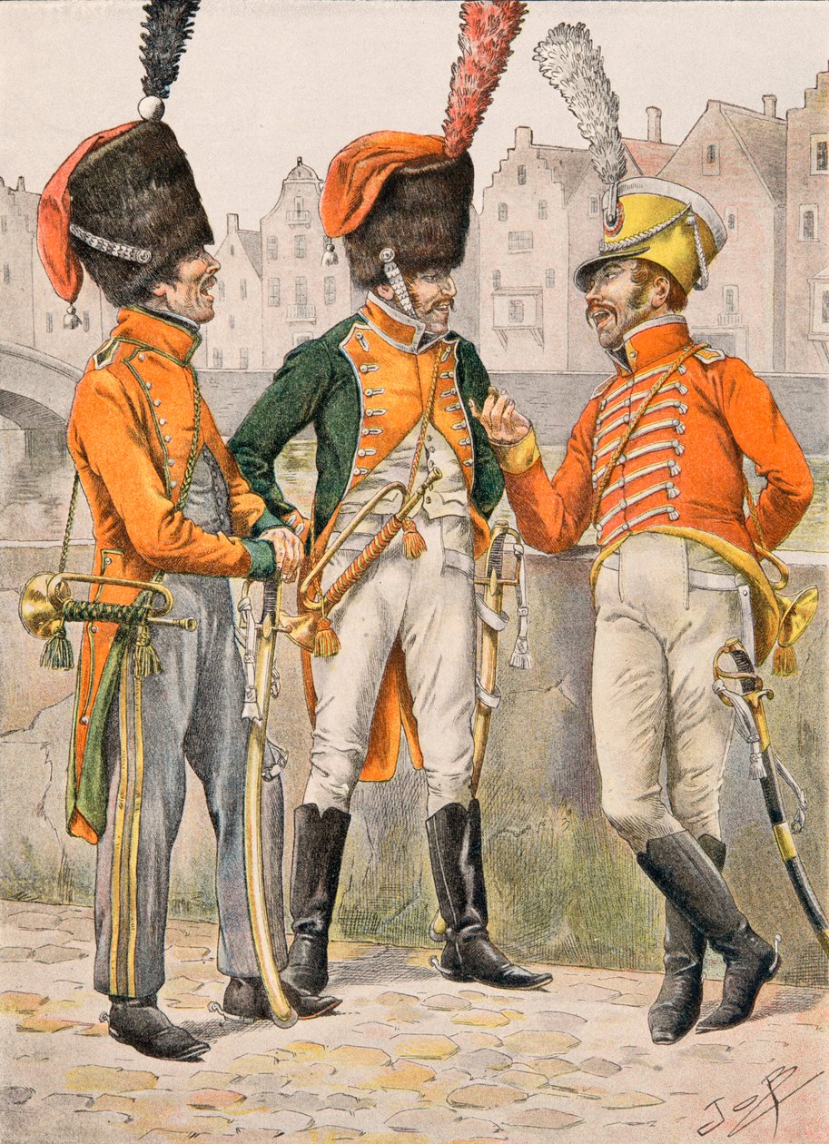 Jacques Marie Gaston Onfroy de Breville dit JOB (1858-1931) - Antrekk til de franske troppene til enhver tid: Trompeter av de 14, eme, 23, eme, 24, eme-regimenter av jegere til hest før 1812, privat samling av pseudonym for Onfray de Breville Jacques Job
