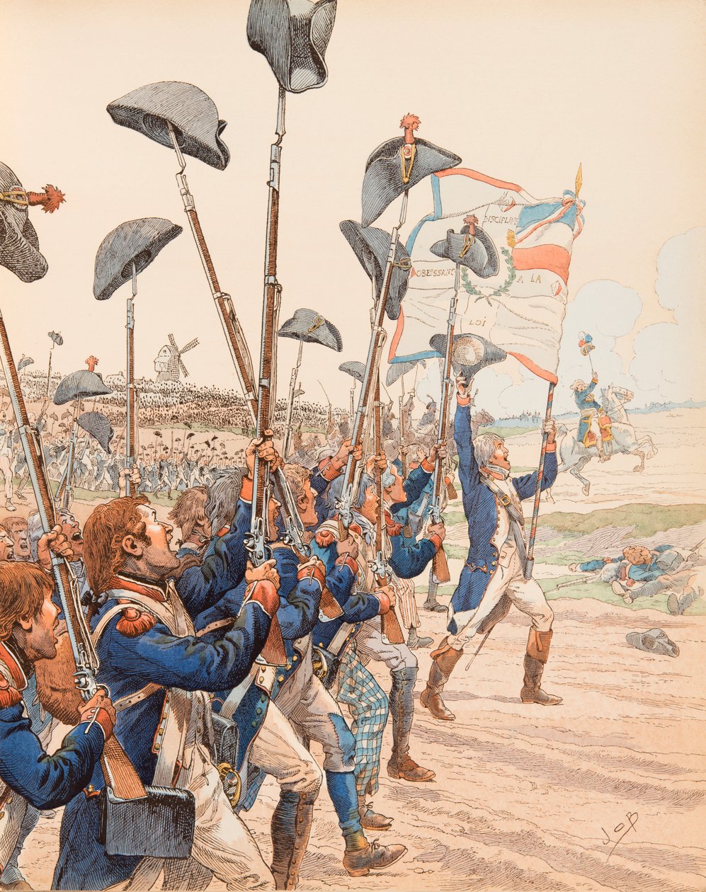 Jacques Marie Gaston Onfroy de Breville dit JOB (1858-1931) - Slaget ved Valmy i 1792 under den franske revolusjonskrigene, privat samling av pseudonym for Onfray de Breville Jacques Job