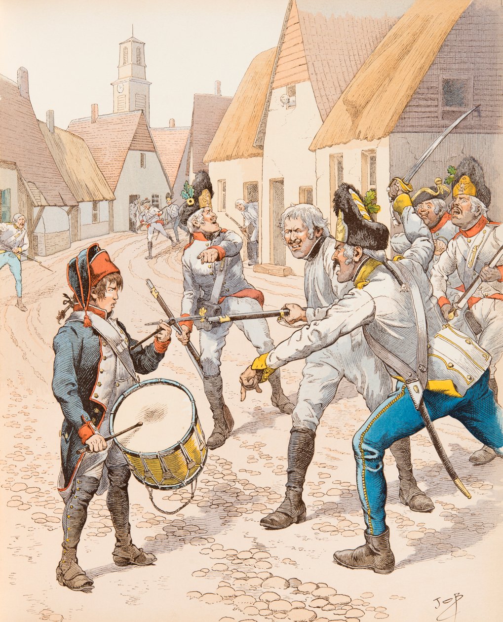 Jacques Marie Gaston Onfroy de Breville dit JOB (1858-1931) - Den lille trommelen til Wattignies i 1793 (Trommen Stroh (Strauh) falt under østerrikernes slag under slaget), Privat samling av pseudonym for Onfray de Breville Jacques Job