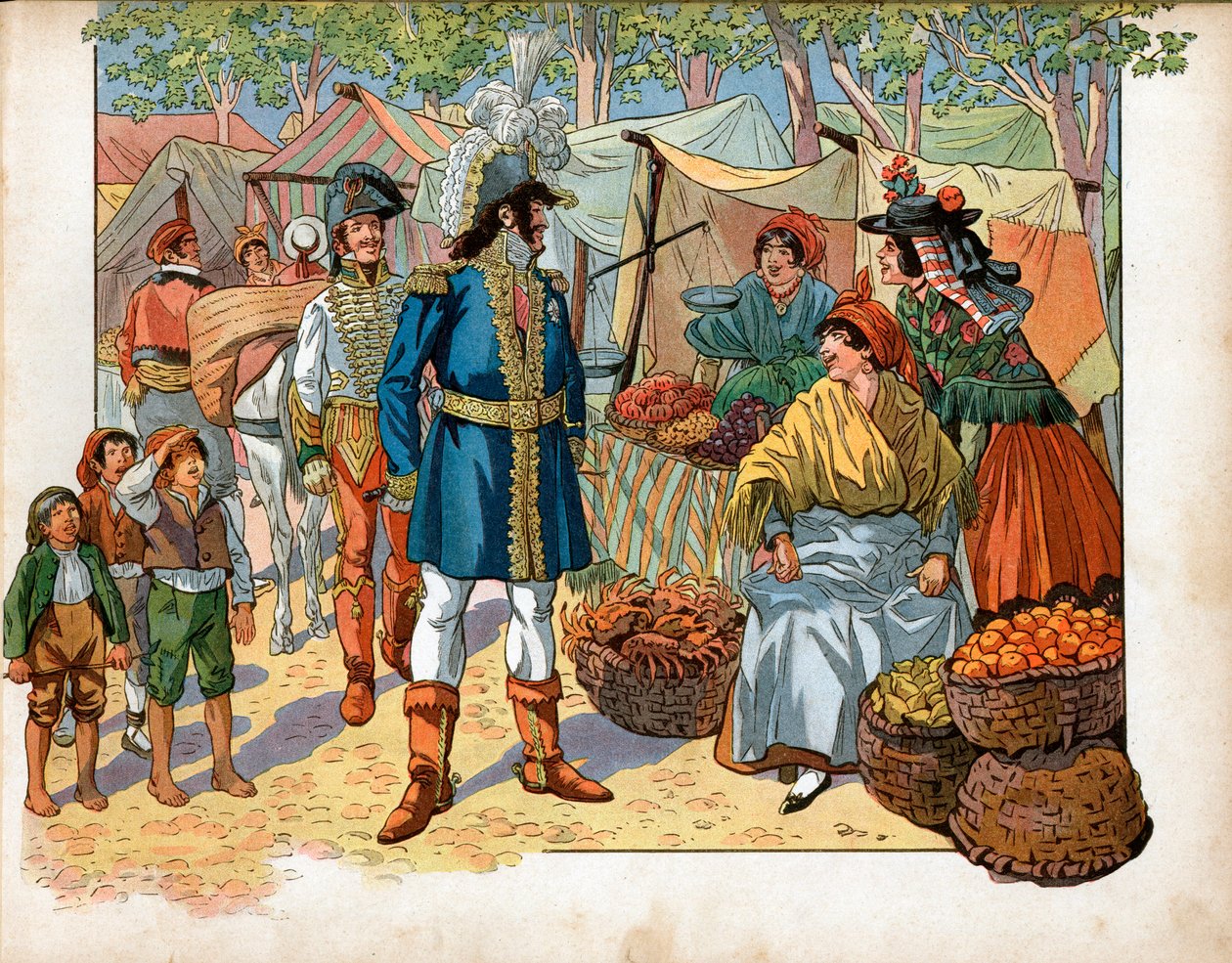 Joachim Murat (1767-1815) på trappene i Spania. Gravering av Jacques Marie Gaston Onfray de Breville dit Job (1858-1931) av pseudonym for Onfray de Breville Jacques Job