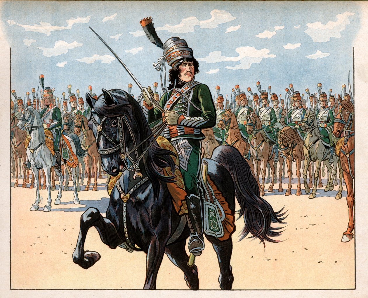 Joachim Murat (1767-1815) den gang oberst under det italienske felttoget. Gravering av Jacques Marie Gaston Onfray de Breville dit Job (1858-1931) av pseudonym for Onfray de Breville Jacques Job