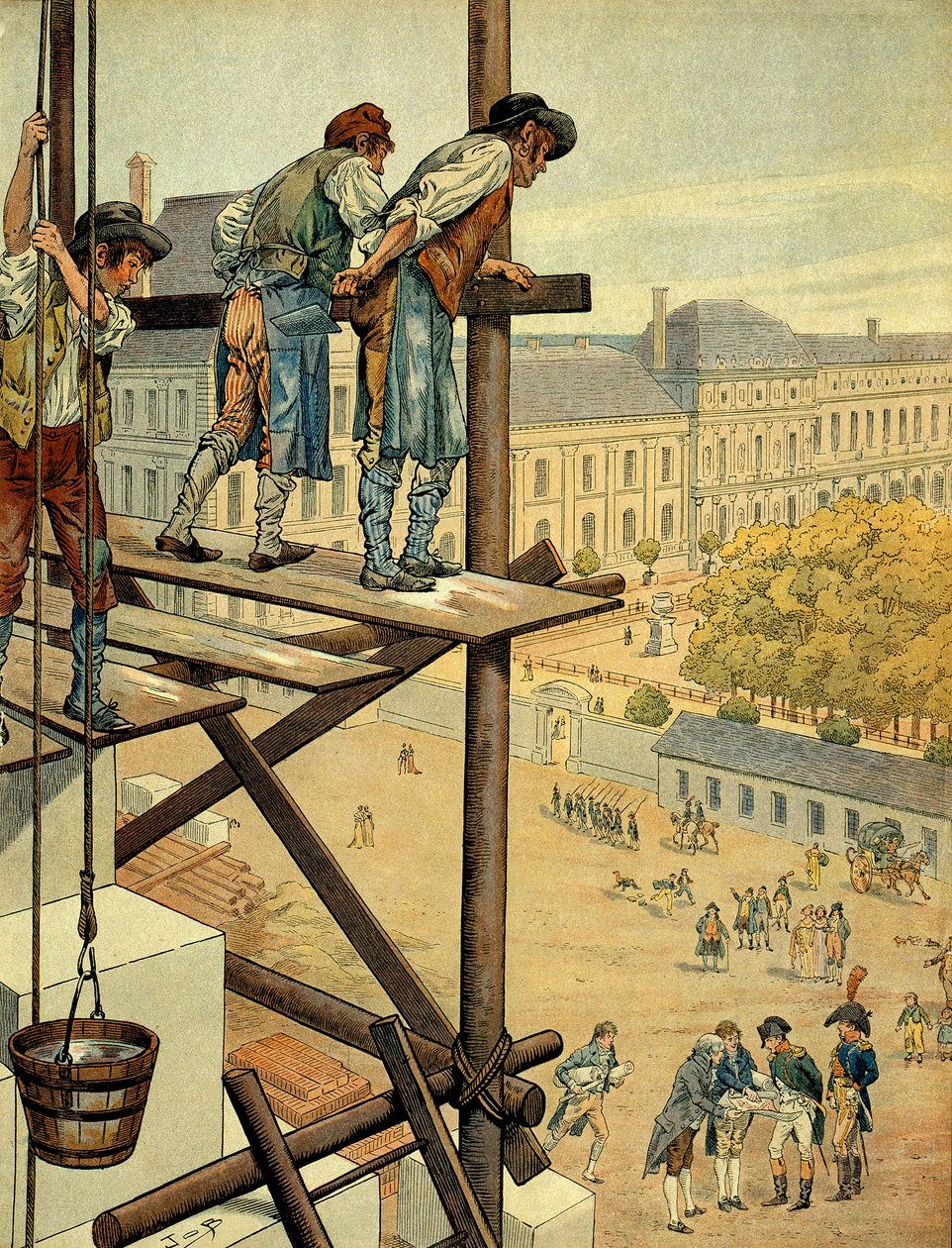 Napoleon I Bonaparte (1769-1821) oppmerksom på de arkitektoniske og urbane verkene til forbindelsen mellom Louvre og Palais des Tuileries i Paris med Place og Rue de Rivoli som begynte i 1802 og gjenga navnet på slaget som fant sted av pseudonym for Onfray de Breville Jacques Job