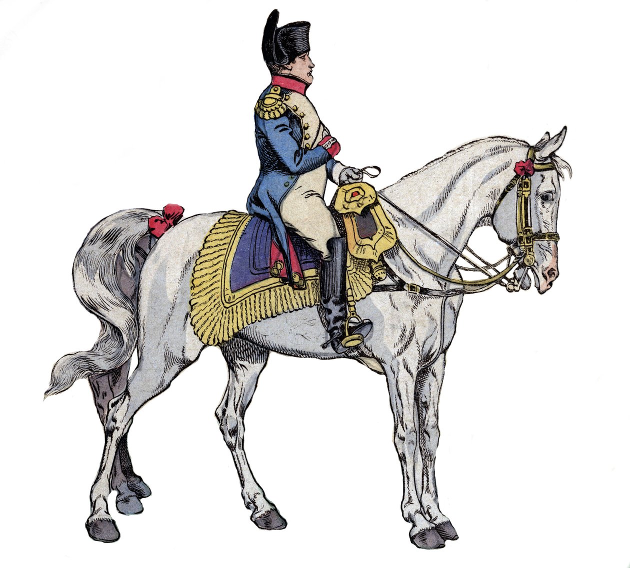 Napoleon til hest - litografi av Job (Jacques Onfroy de Breville) fra "" Le Grand Napoleon des Petites Enfants""" 1893 av pseudonym for Onfray de Breville Jacques Job
