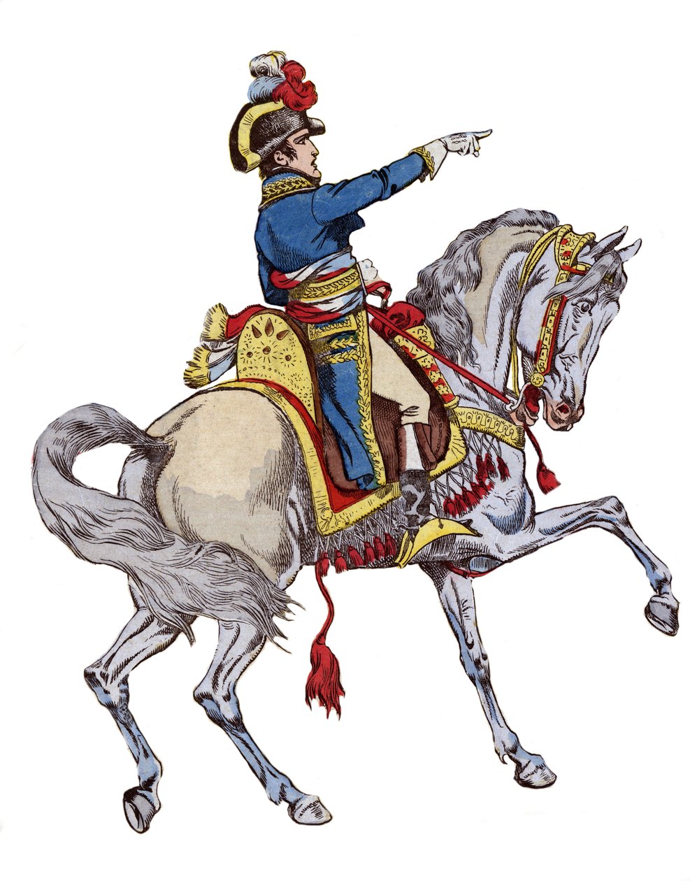 Napoleon on horseback - lithograph by Job (Jacques Onfroy de Breville) from “” Le Grand Napoleon des Petites Enfants””” 1893 av pseudonym for Onfray de Breville Jacques Job