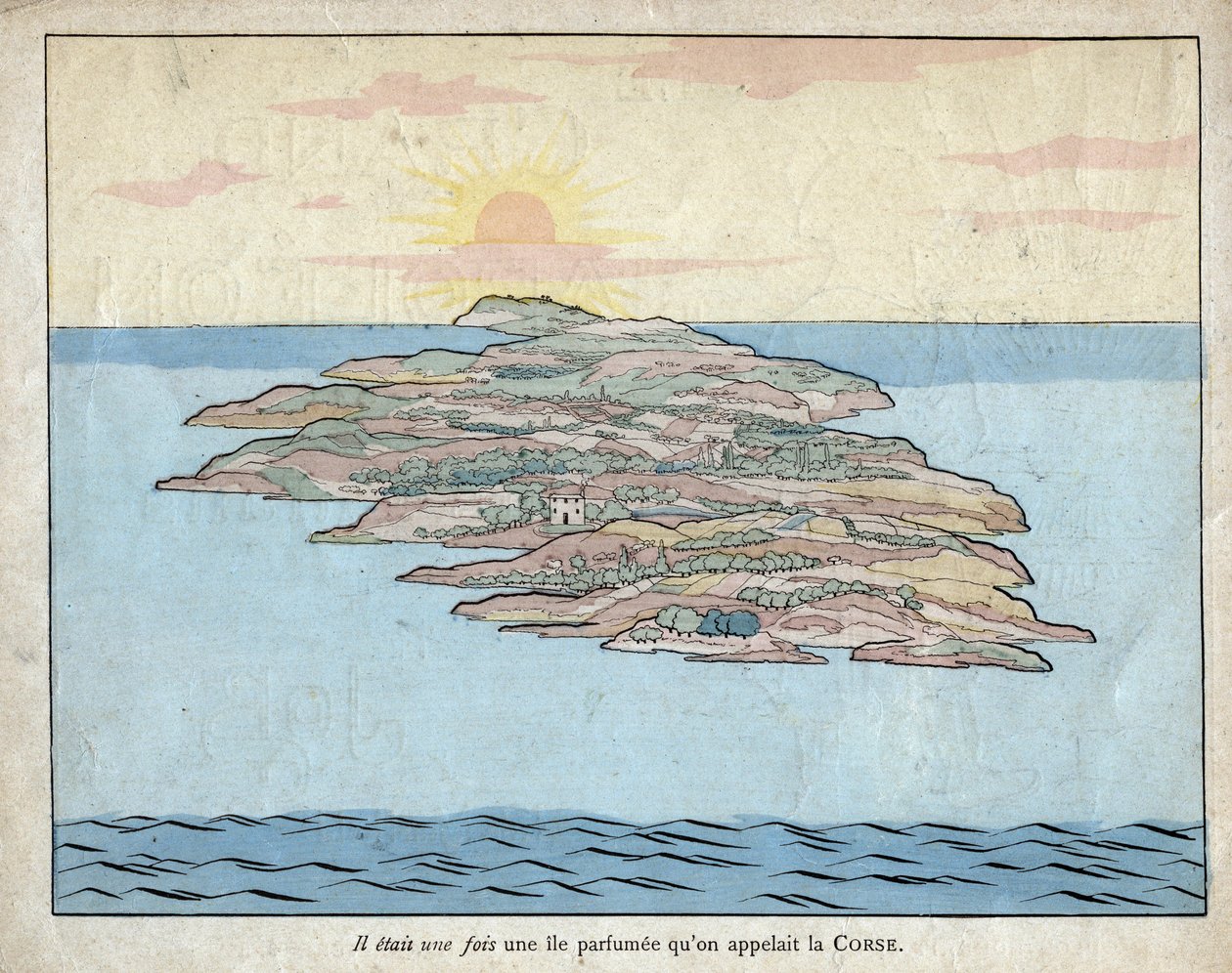 Det var en gang en duftende øy kalt Corsica (Corsica) - litografi av Job (Jacques Onfroy de Breville) fra "Le Grand Napoleon des Petites Enfants""" 1893 av pseudonym for Onfray de Breville Jacques Job