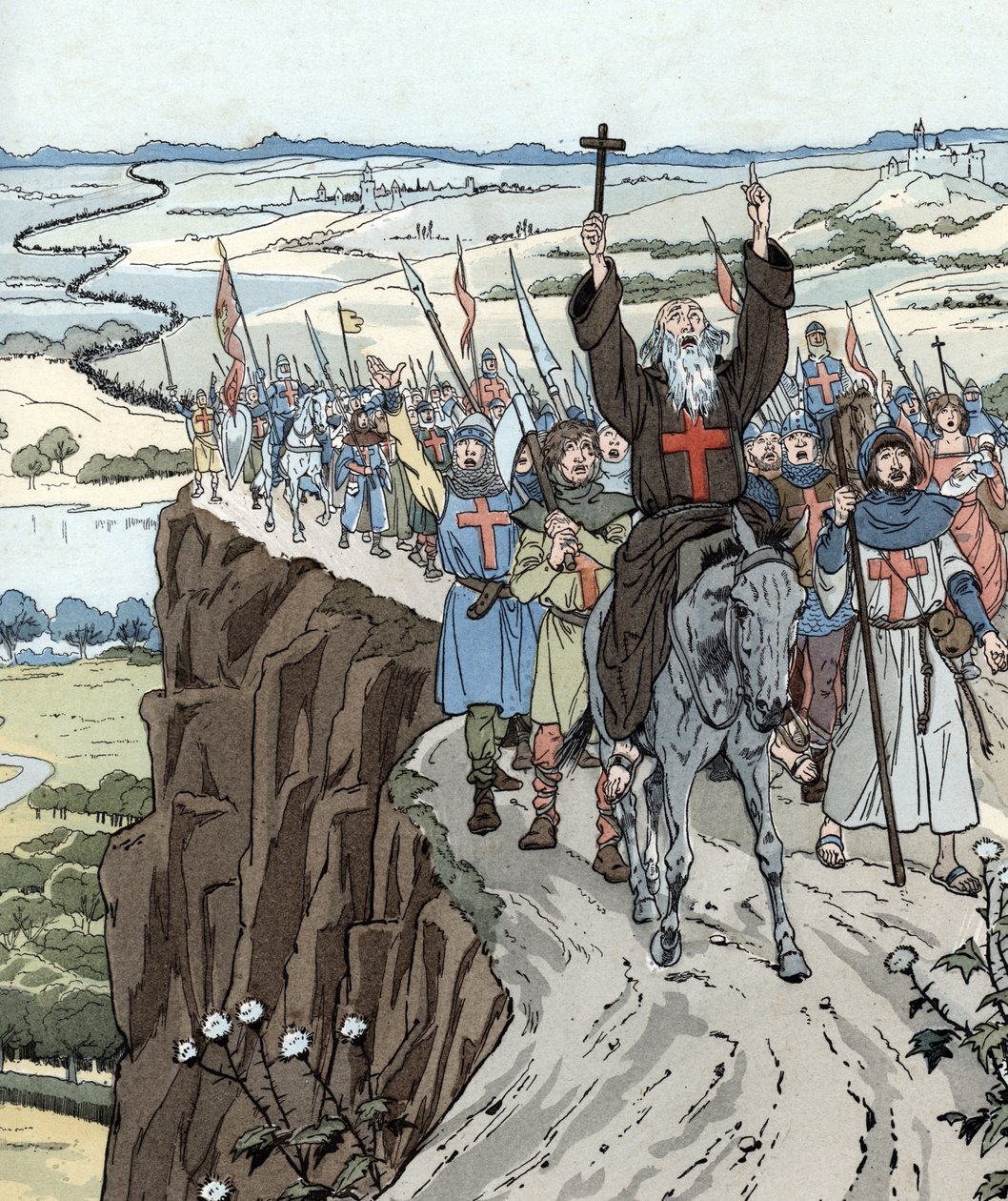 Eremitten Peter ledet det første korstoget (1096) med ropet "Gud vil ha det!" av pseudonym for Onfray de Breville Jacques Job