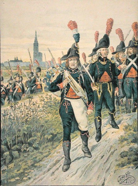 Pontoneers av Strasbourg i 1793 (farget gravering) av pseudonym for Onfray de Breville Jacques Job