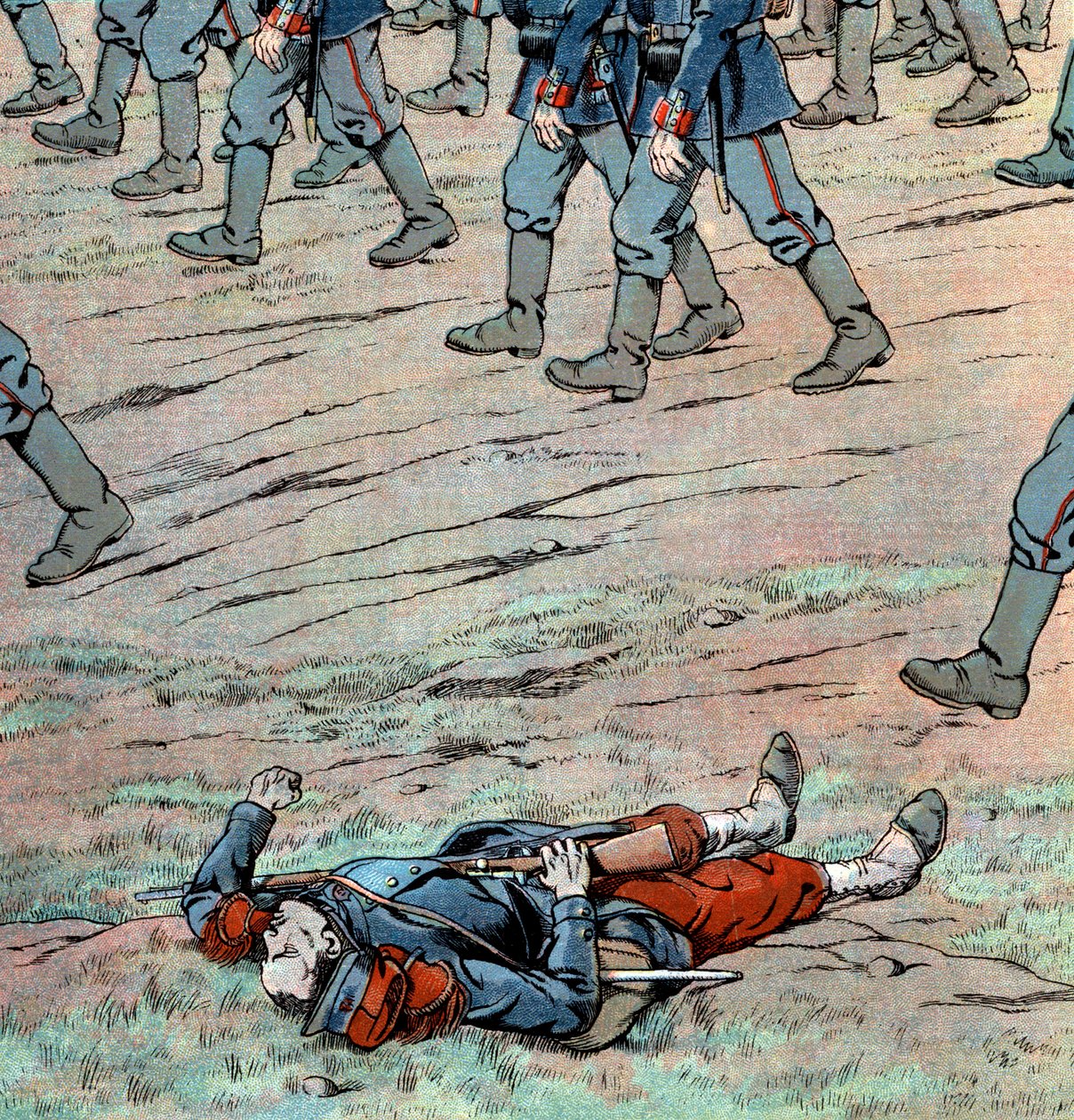 Prøyssere invaderer Frankrike: fransk død soldat av pseudonym for Onfray de Breville Jacques Job