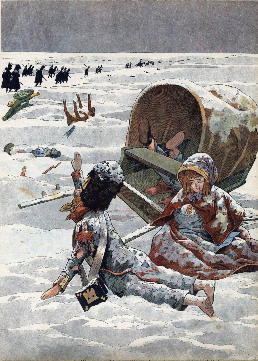 Scene fra Frankrikes historie i leker: Episode av Russlands retrett under Napoleonskrigen (1812). I "" Joujoux a l