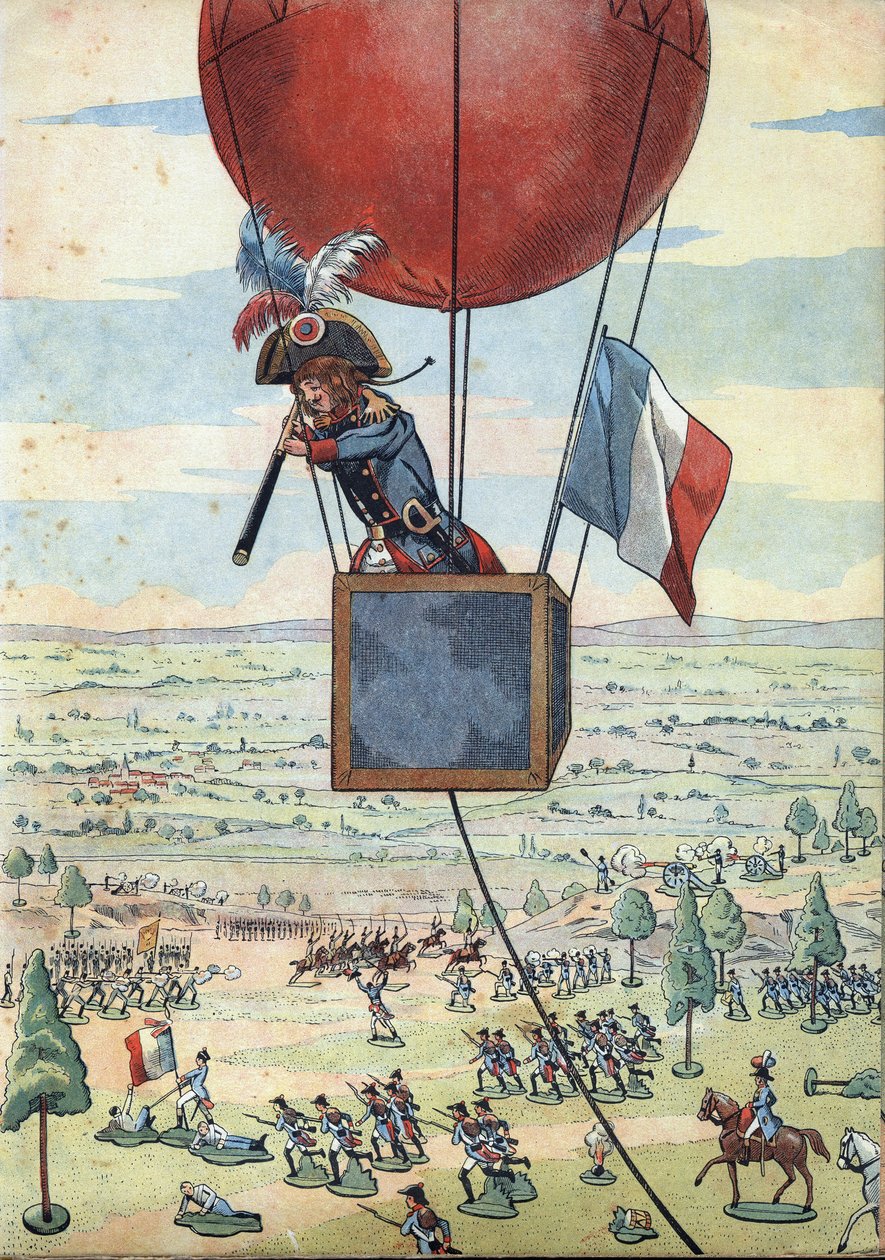 Scene of the history of France in toys: The Battle of Fleurus on 26 June 1794 and the first use of an observation balloon by Captain Jean Marie Joseph (Jean-Marie-Joseph) Coutelle (1748-1835) with a long view - In “” Let