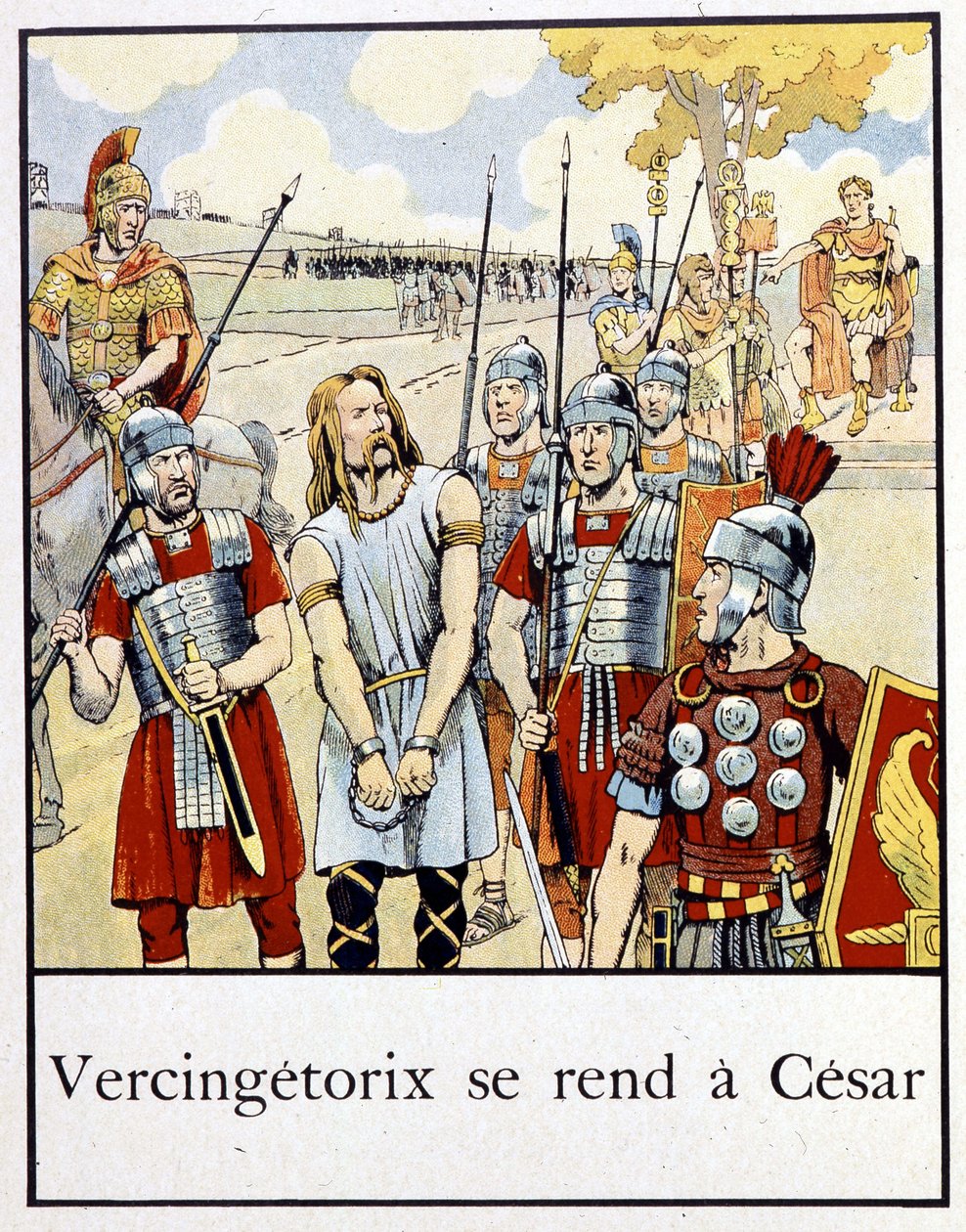 Vercingetorix overgir seg til Cæsar - i "A little history of France"" av Jacques Bainville, red. Mane av pseudonym for Onfray de Breville Jacques Job
