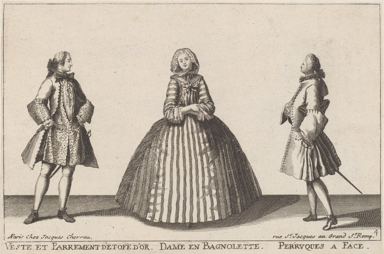 Jakke og gullduk Facing/Dame i Bagnolette/Faced Parykker av published by Jacques Chéreau