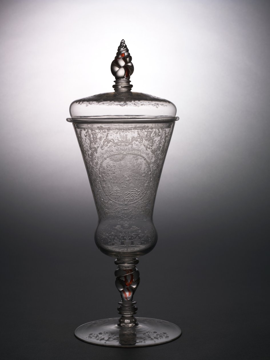 Dekket beger, ca. 1715 (glass) av school Bohemian