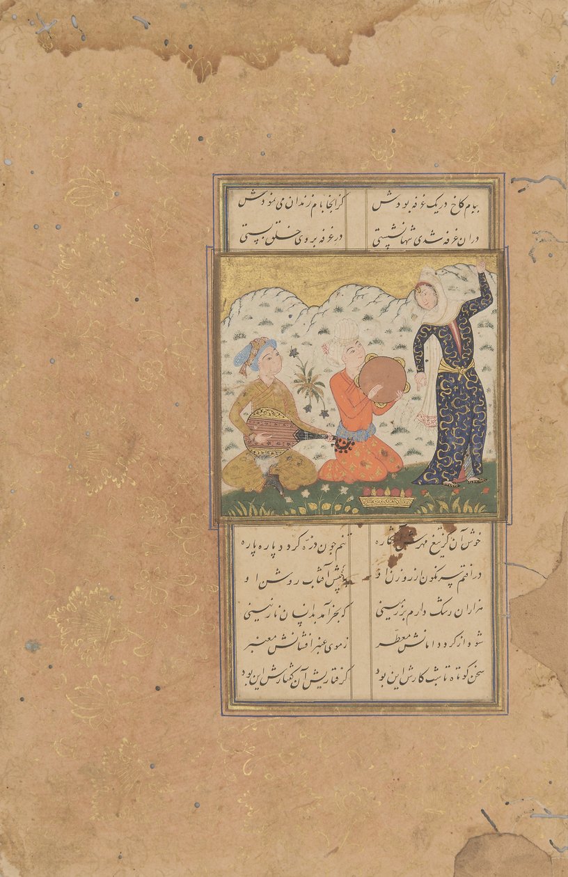 En dame og musikere av School Iranian