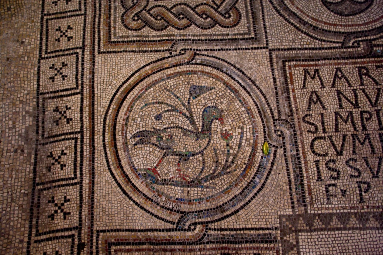 Detalj av gulvdekorasjon (mosaikk) av School Italian