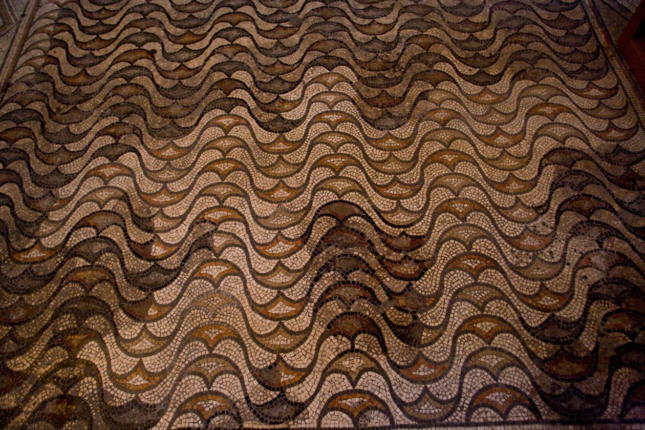 Detalj av gulvdekorasjon (mosaikk) av School Italian