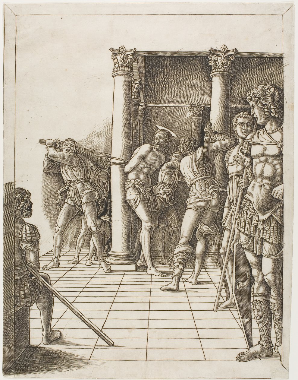 Kristi flising, med fortauet av school of Andrea Mantegna