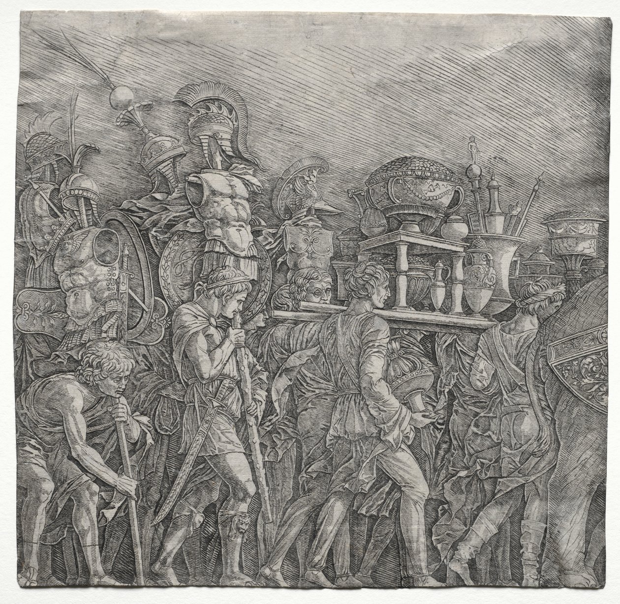 The Triumphs of Caesar: The Corselet Bearers av school of Andrea Mantegna