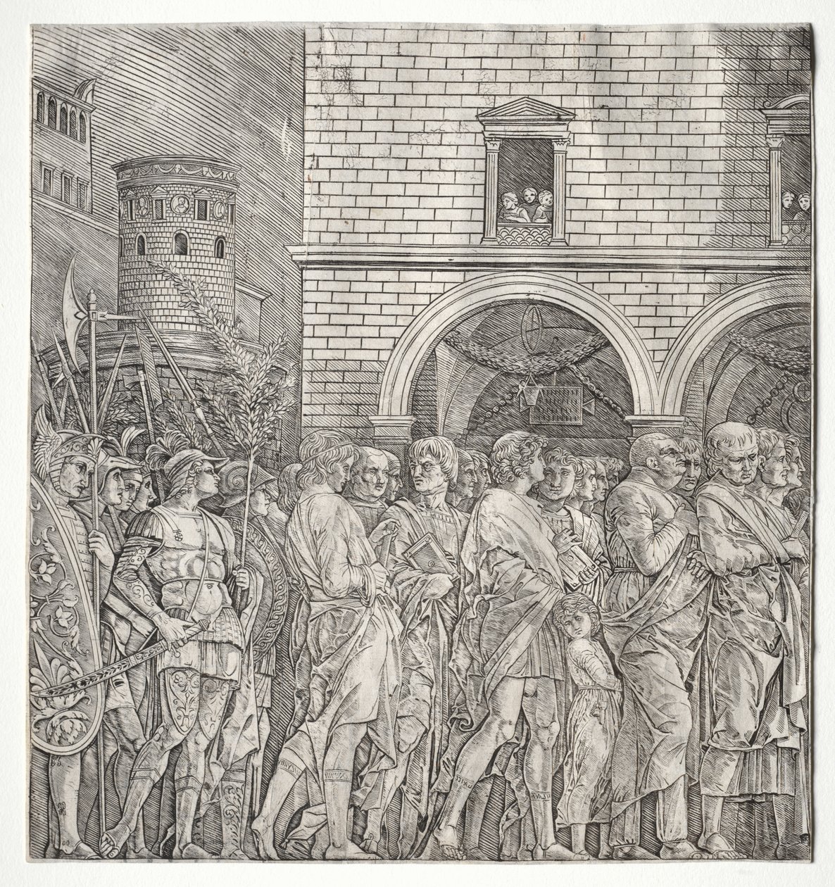 Cæsars triumfer: Senatorene av school of Andrea Mantegna