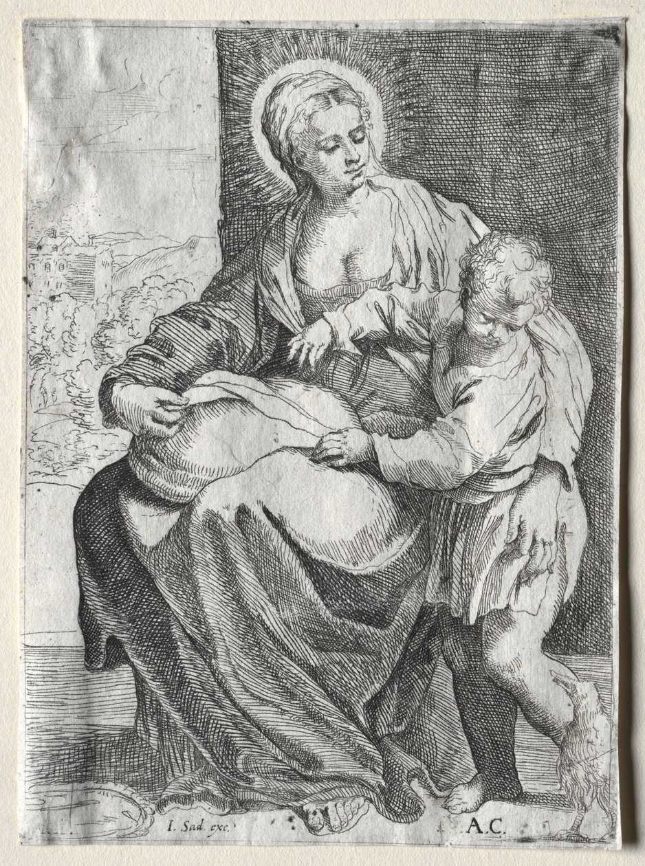 Madonna med den hvite ravnen av school of Annibale Carracci