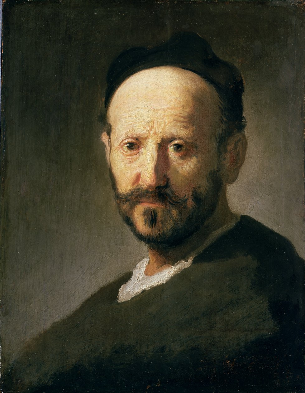 Hodet til en mann med caps av studio of Rembrandt Harmensz. van Rijn