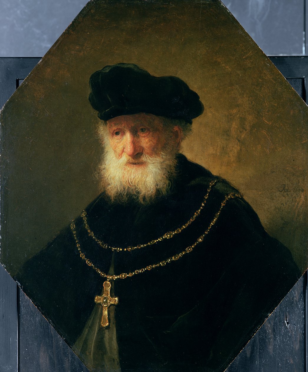 Hodet til en gammel mann som bærer et kors, 1630 av studio of Rembrandt Harmensz. van Rijn