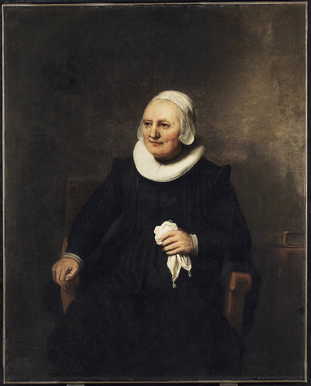Portrett av en sittende kvinne med et lommetørkle, 1644 av studio of Rembrandt Harmensz. van Rijn