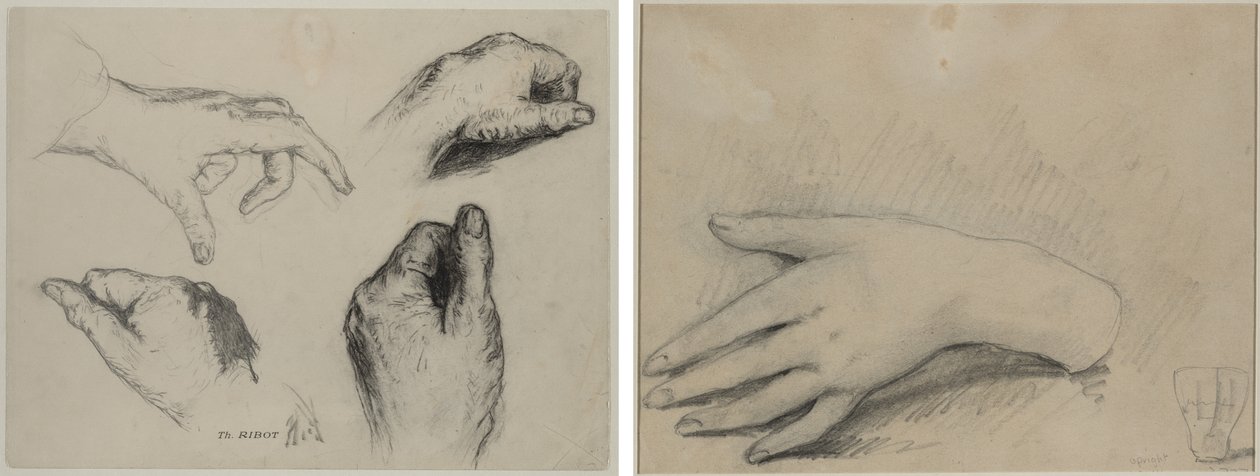 Studie av hender (recto); Studie av en kvinnes hånd (verso) av studio of A. W. A. Plâté Studio (Ceylonese)