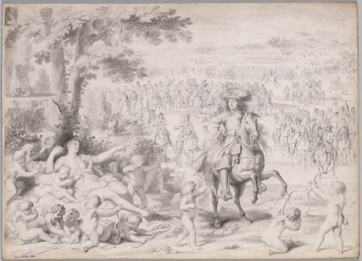 Ludvig XIV fanget av Venus av studio of Charles Le Brun