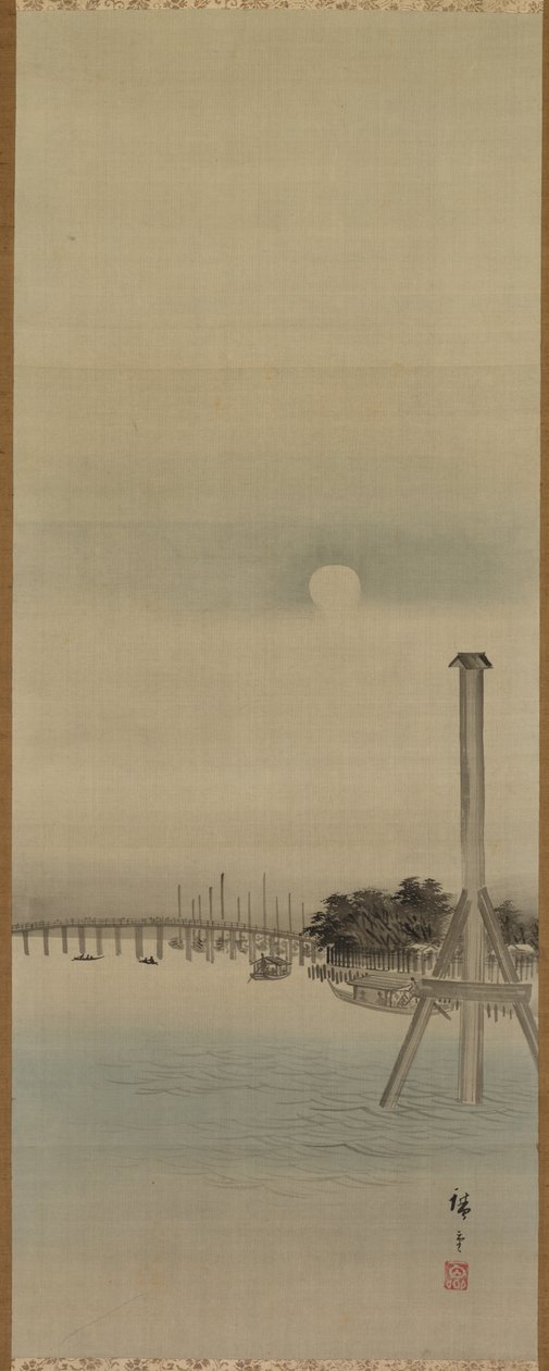 Nattscene ved Sumida-elven av studio of Utagawa Hiroshige